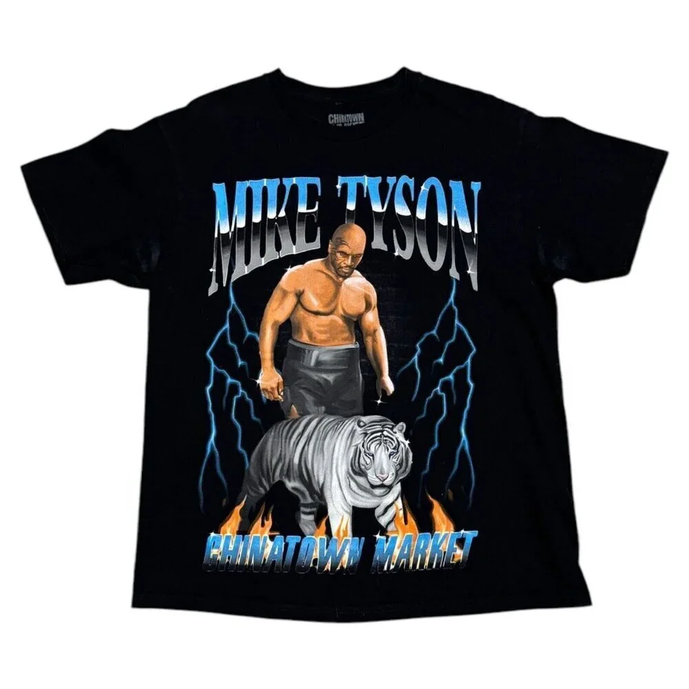 CHINATOWN MARKET Mike Tyson Tiger Boxing Streetwear Designer Tee Shirt Men Large